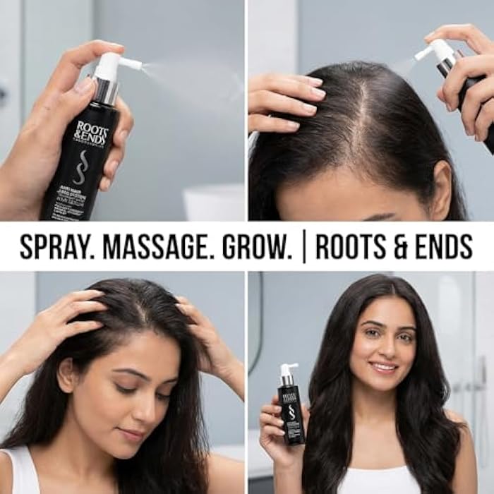 Roots & Ends Anti-Hair Loss Spray - Advanced Hair Spray Growth with Aminexil, Redensyl & Biotin to Improve Hair Density, 120 ML - Image 4